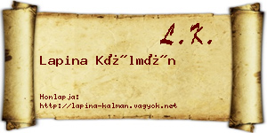 Lapina Kálmán névjegykártya